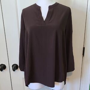 NWOT Shop Basic Brown 3/4 Sleeve Blouse